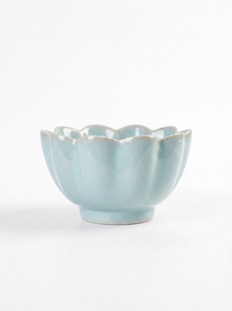 Soft Pea Celadon Lotus Tea Vessel Ru Ware
